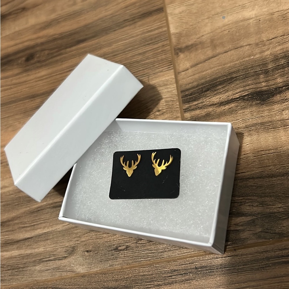 Gold Antler Earrings